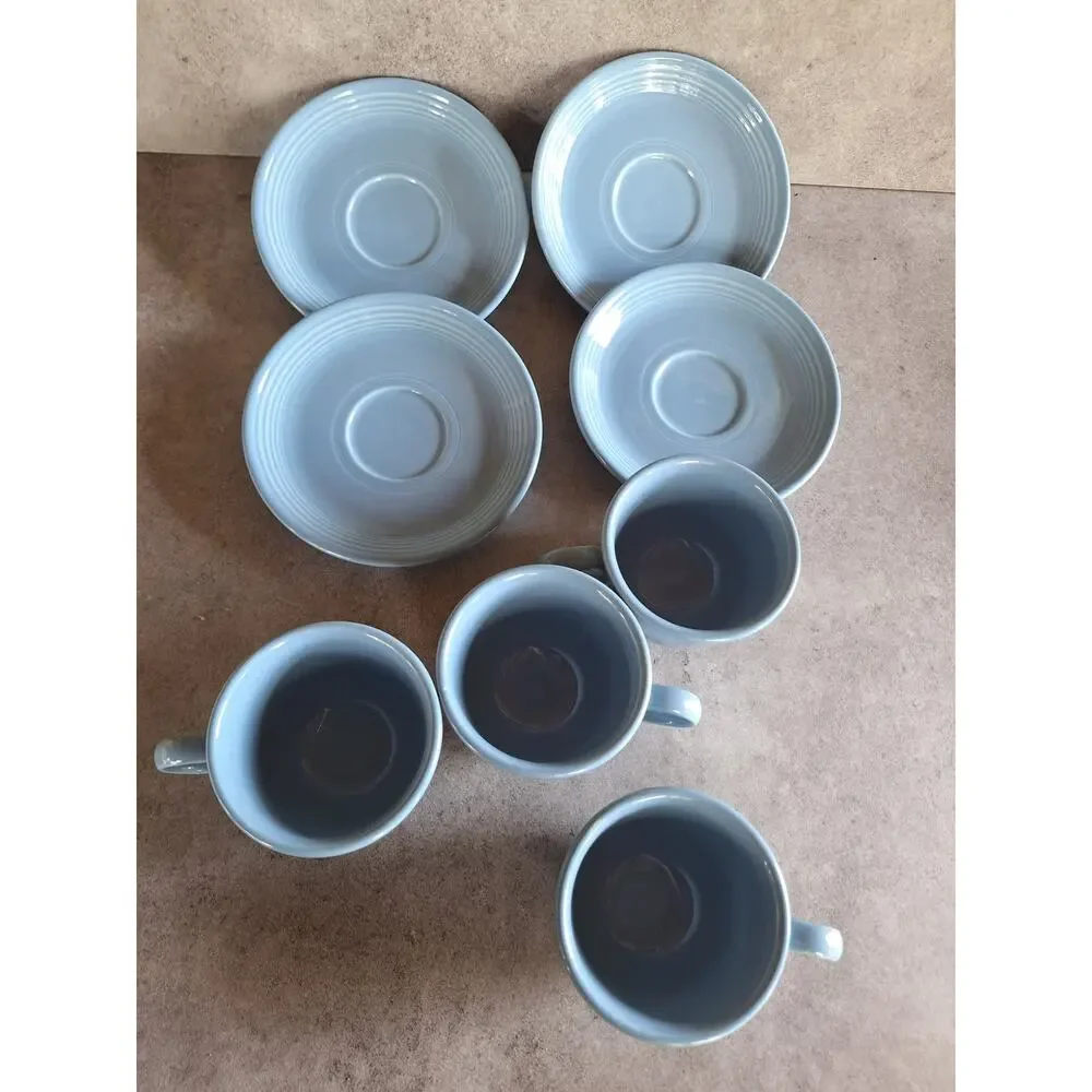 Fiestaware vintage periwinkle blue teacup & saucer plate set lot discontinued